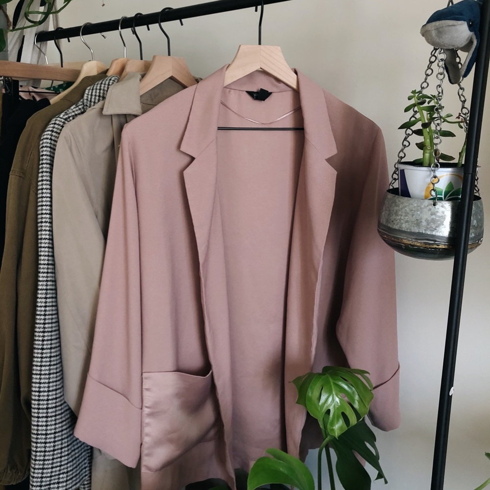 Topshop Lightweight Blazer in Blush Pink